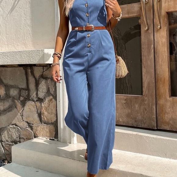 Solid button front jumpsuit never worn, without belt - Picture 2 of 5